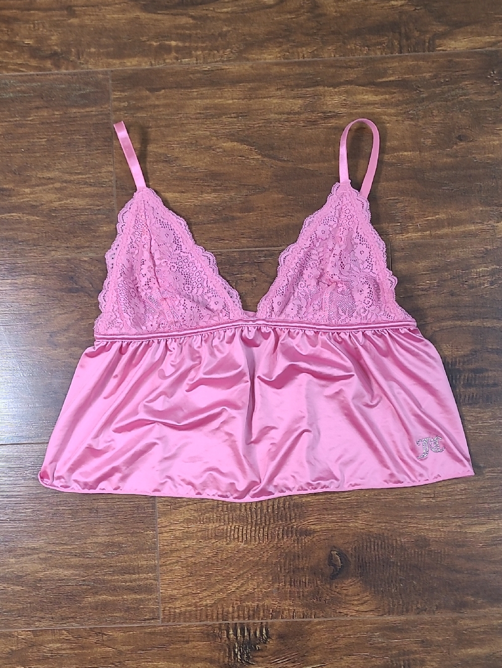 Juicy Couture Pink Lace Satin Chemise Top Lingerie Large